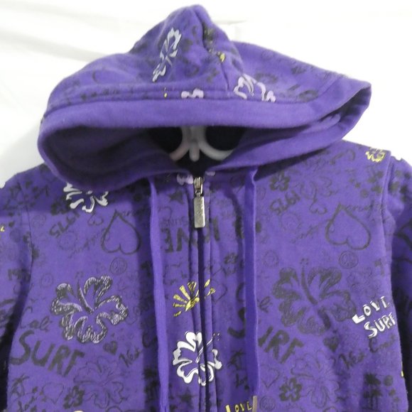 360 SURF | medium | Zip-Up Graphic Purple Hooded Sweatshirt | Hoodie | NWOT - Picture 4 of 16